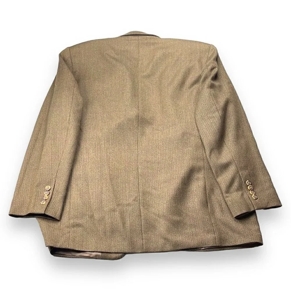 Alan Flusser Sports‎ Coat Mens 42R Brown Knit Wool Blazer